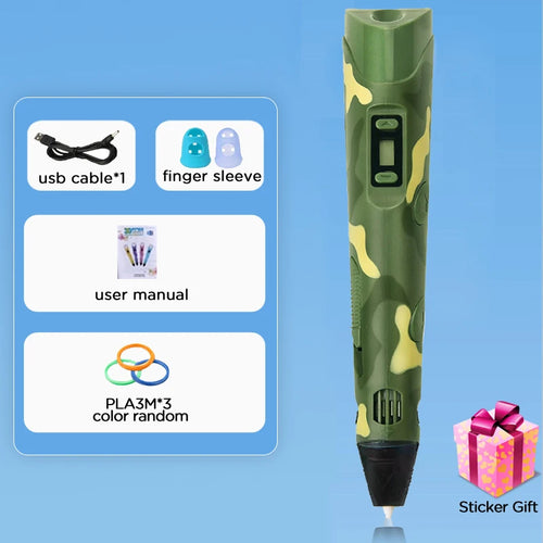 3D Printing Pen DIY Drawing Paiting  With LCD Screen Compatible PLA