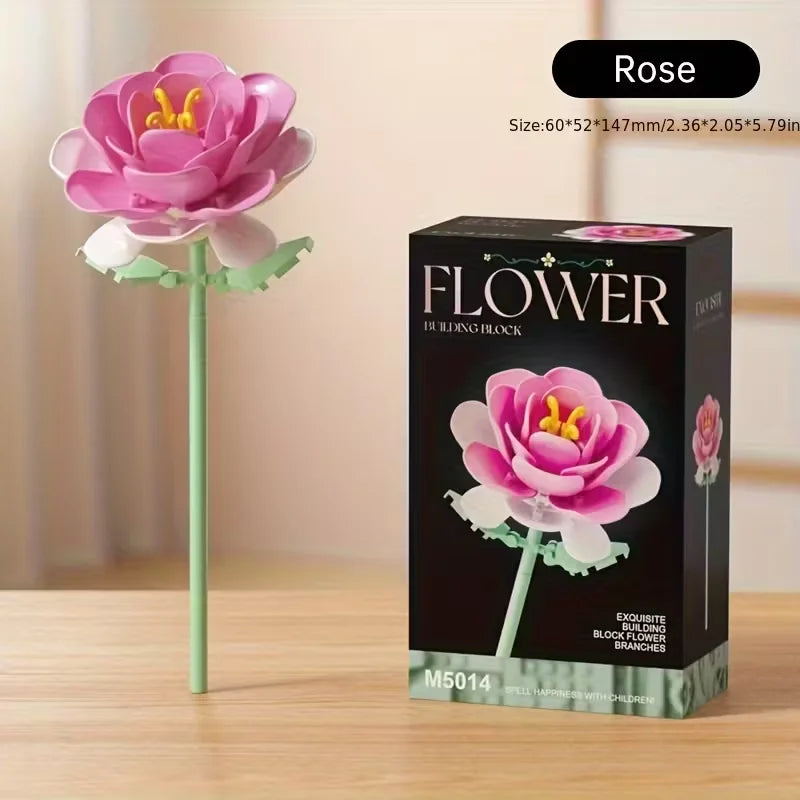 Building block flower set, DIY floral decoration kit, suitable for