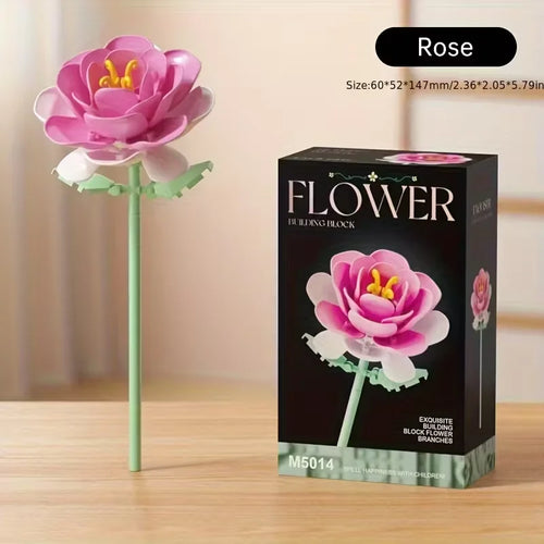 Building block flower set, DIY floral decoration kit, suitable for