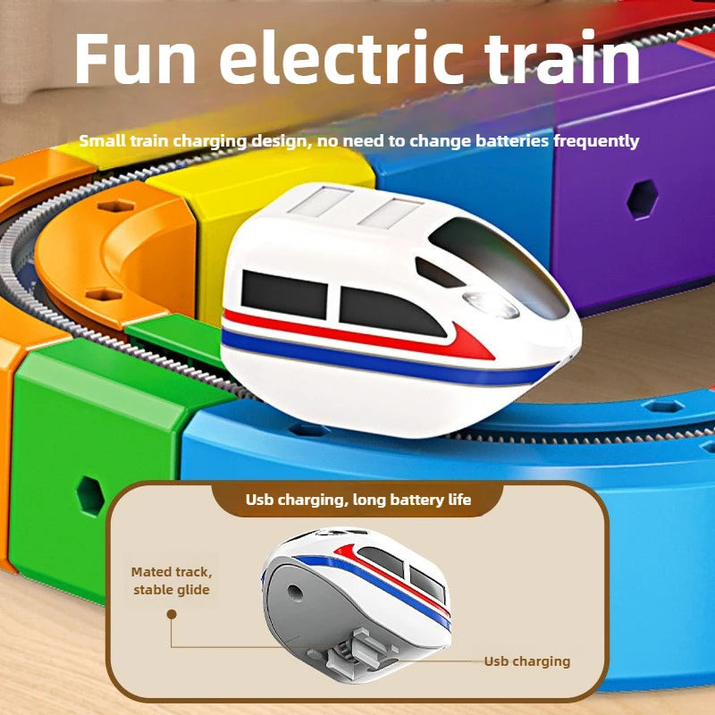 Children Magic Track Train Electric Assembled Building Blocks Magnetic