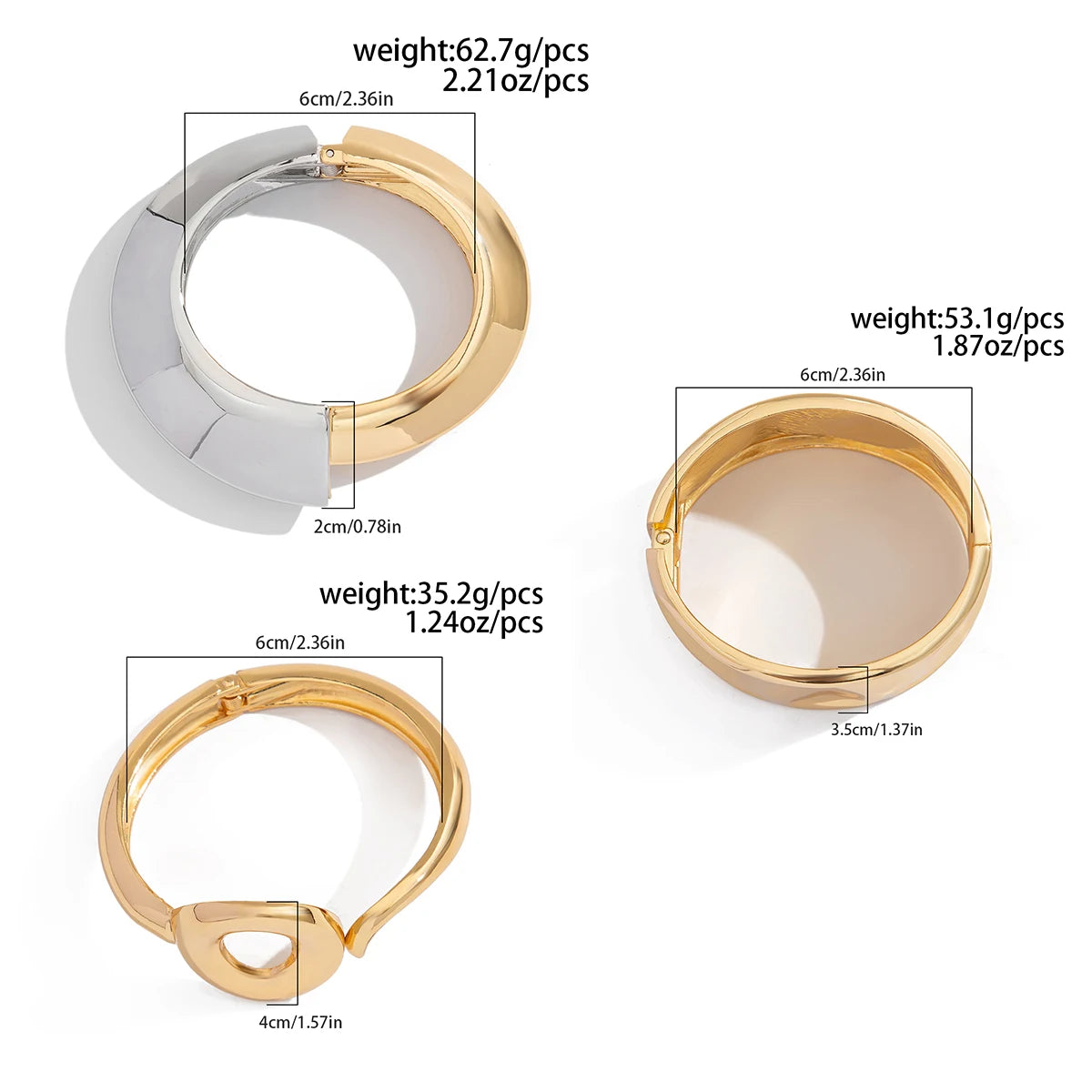 Ingemark Exaggerated Punk Irregular Wide Cuff Bangle for Women Vintage