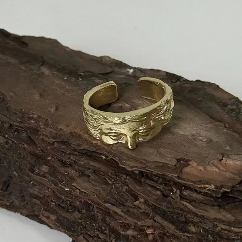 Creative Venus Half Mask Ring For Men Vintage Carving Opening