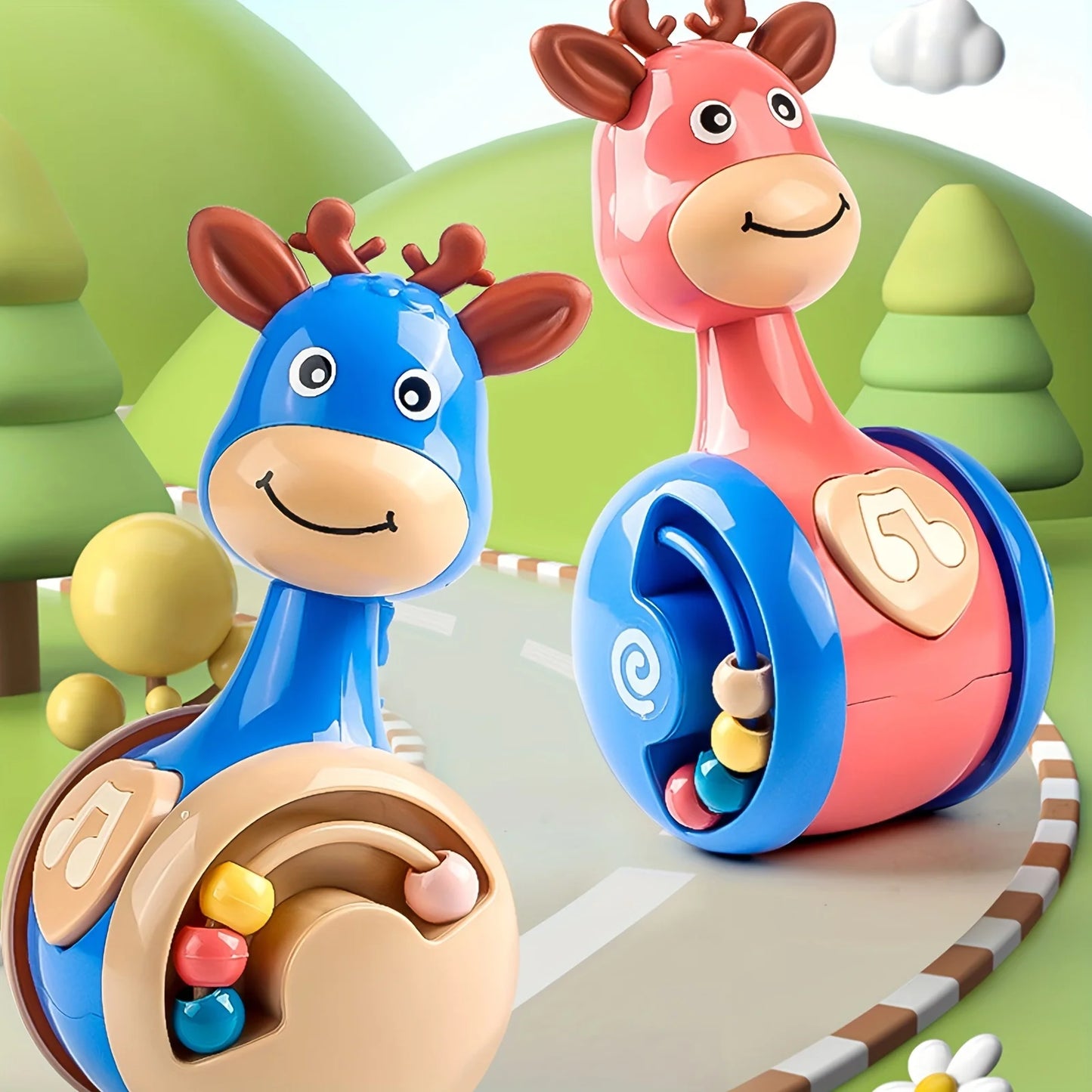 Fawn Sliding Tumbler Toy Rattle Baby Educational Early Education Gift