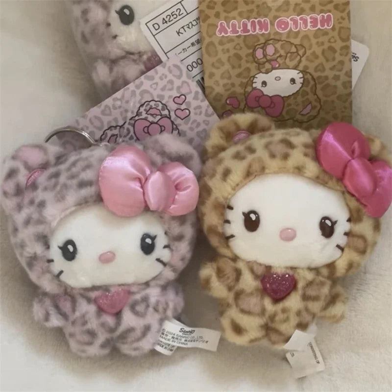 Sanrios Leopard Print Bear Series Hello Kitty Keychain Pendant Cartoon
