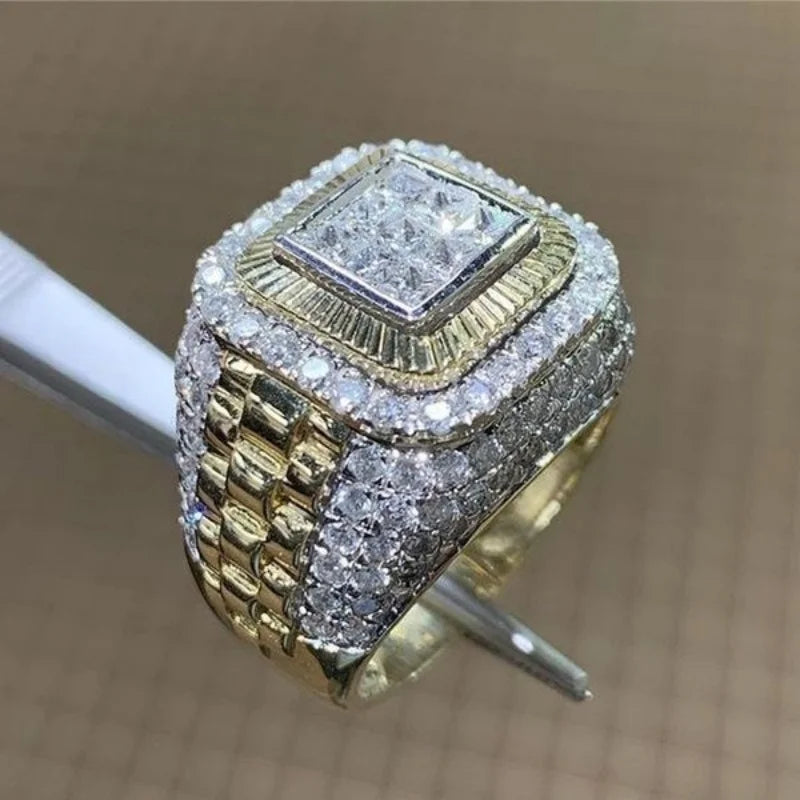 Hot Selling Gold Plated Rings For Men Zirconia Jewelry Hiphop Ring