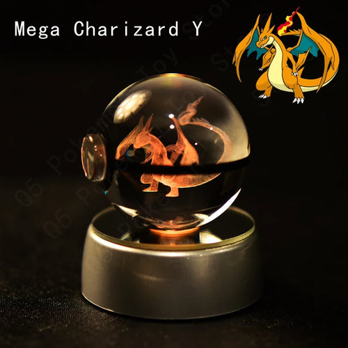 Pokemon Crystal Ball 3D Pikachu Mewtwo Mew Gengar Night Light Lamp