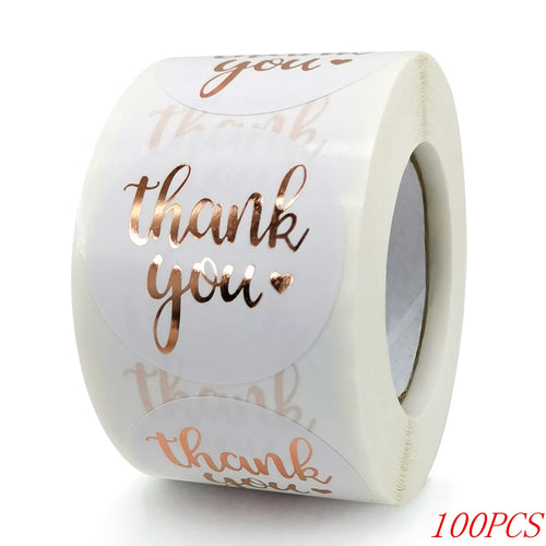 50-500pcs 1inch Blue Thank You Stickers For Envelope Sealing Labels
