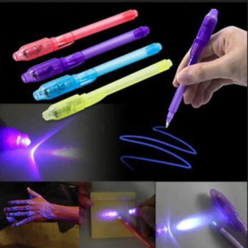 1/4Pcs Invisible Ink Pen Spy Pen with UV Light, Magic Marker for