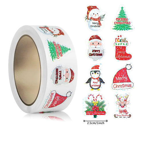 500pcs Laser Cartoon Christmas Stickers Christmas Gift Wrapping Label