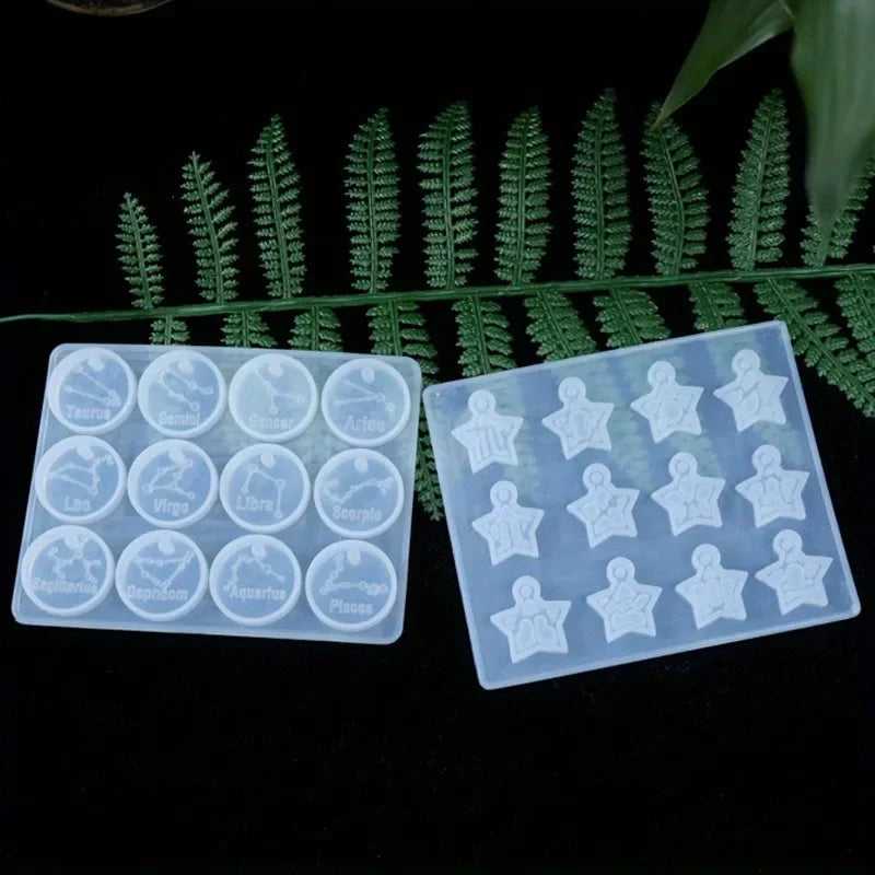 12 Zodiac Constellation Resin Molds Round Star Zodiac Sign Epoxy