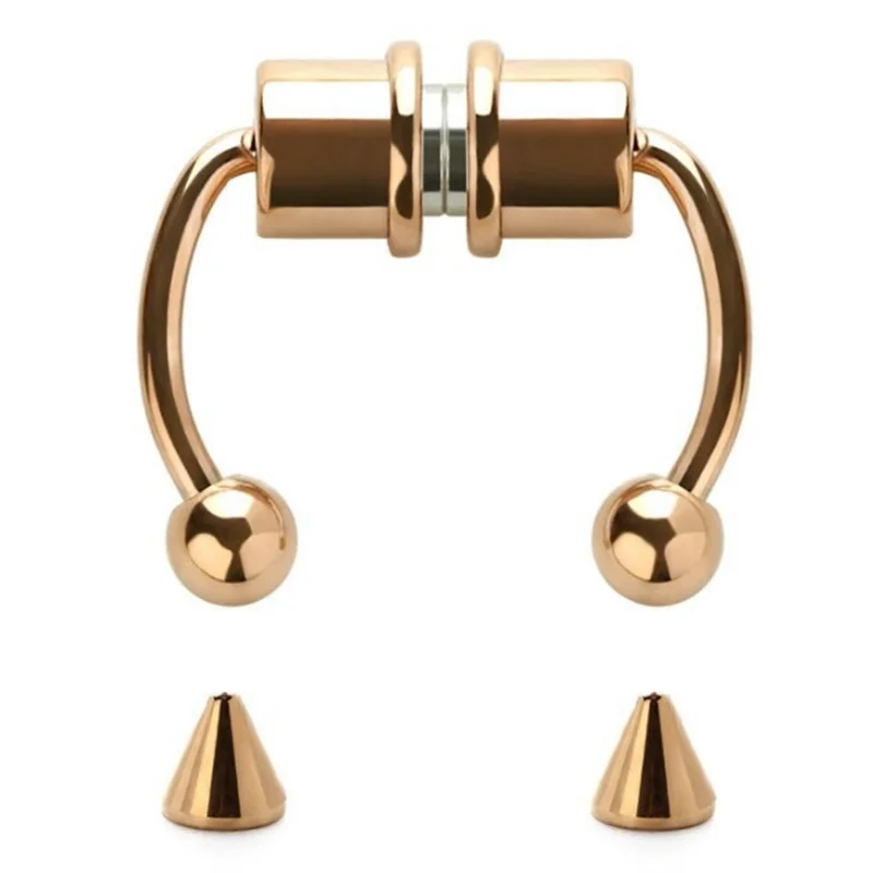 Magnetic Horseshoe Nose Rings, 316L Stainless Steel, Faux Septum