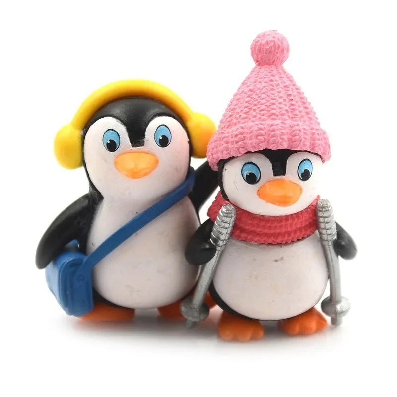 4pcs/set DIY Crafts Mini Winter Penguin Miniature Figurine Christmas