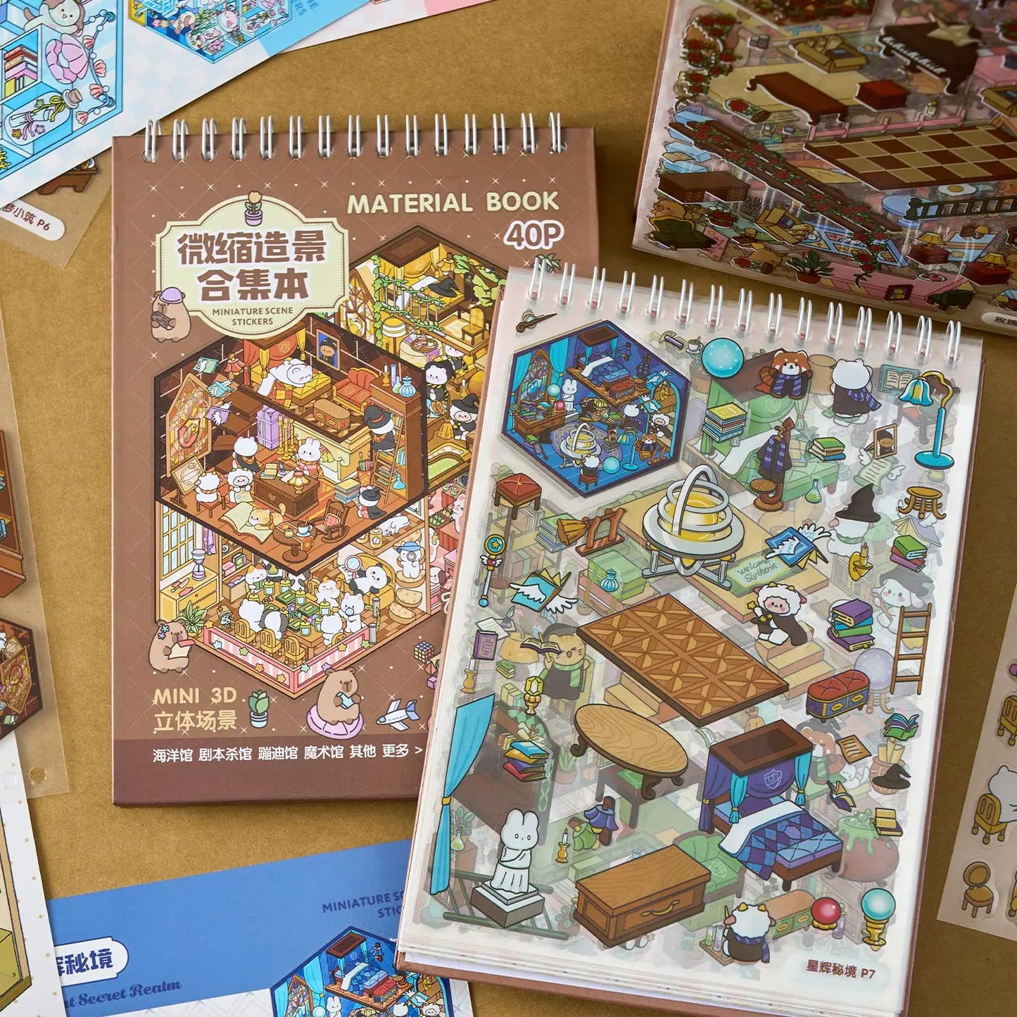 40Pcs 20in1 3D Landscape Stickers Collection Book Album Cartoon Scene