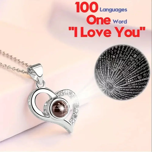 Heart-Shaped Red Rose Necklace with Gift Box - Valentine's Day,