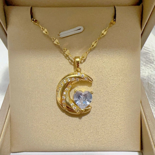 Elegant Style Heart shaped Pendant Necklace Hollow Design Mother's Day