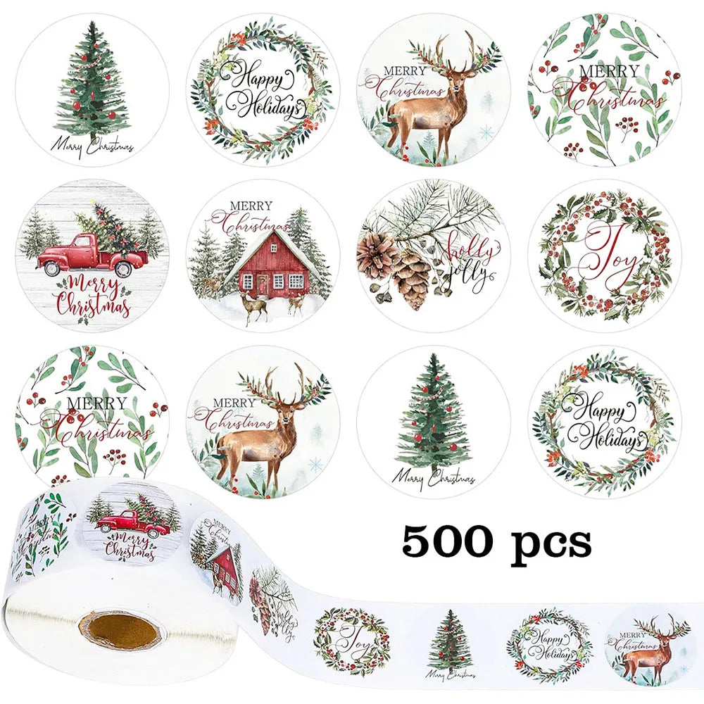 500pcs Cartoon Christmas-themed Gift Stickers, Reward Stickers, Anime