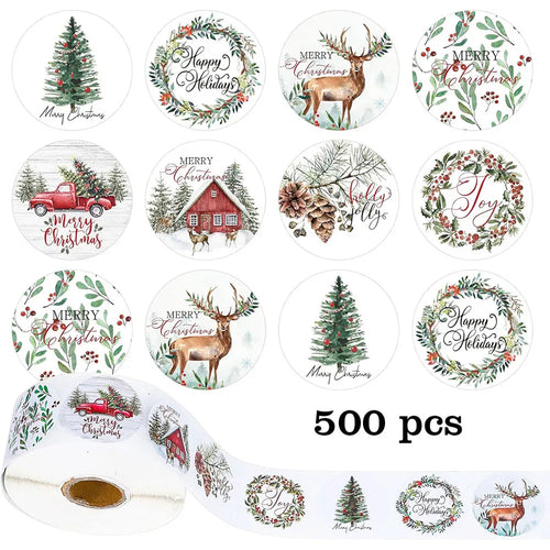 500pcs Cartoon Christmas-themed Gift Stickers, Reward Stickers, Anime