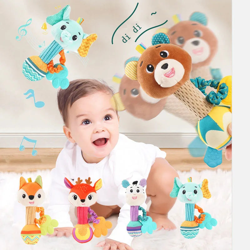 Baby Rattles Soft Stuffed Animal Rattle Hand Grip Baby Toys Shaker