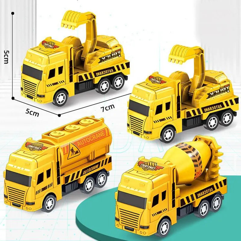 4 Pcs Educational Cars Children Kid Pull Back Toy Warrior Engineering