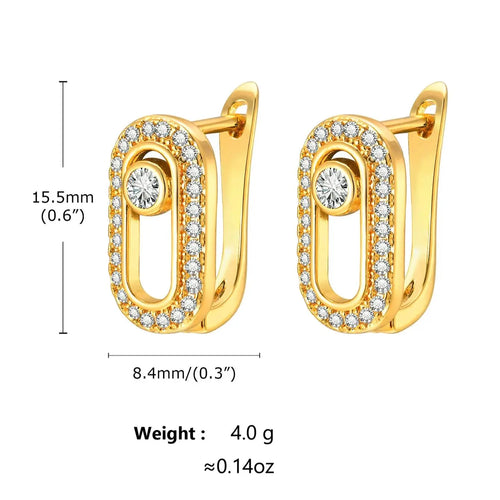 2PCS Women Geometric Small Hoops Earrings Paperclip Shape Metal