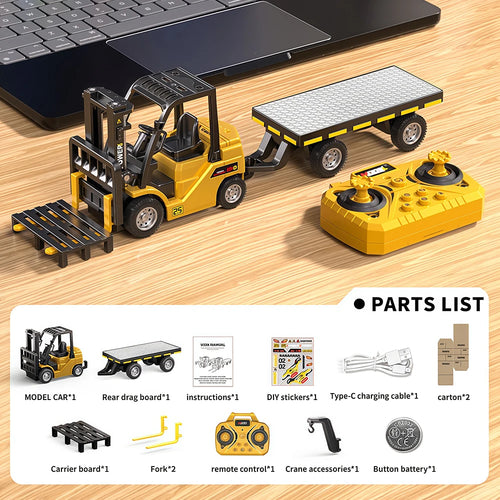 1:64 Bluetooth Remote Control Crane And Forklift two-in-one Desktop