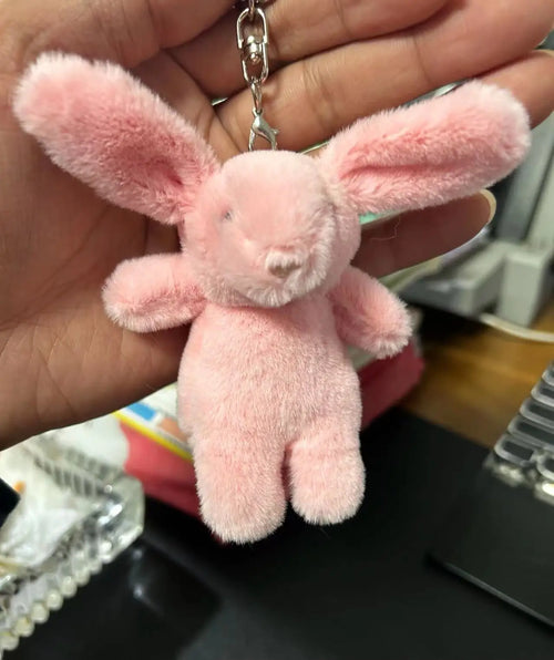 Stuffed Animals Cute Cartoon Rabbit Keychain Love Pompom Trinket Toy