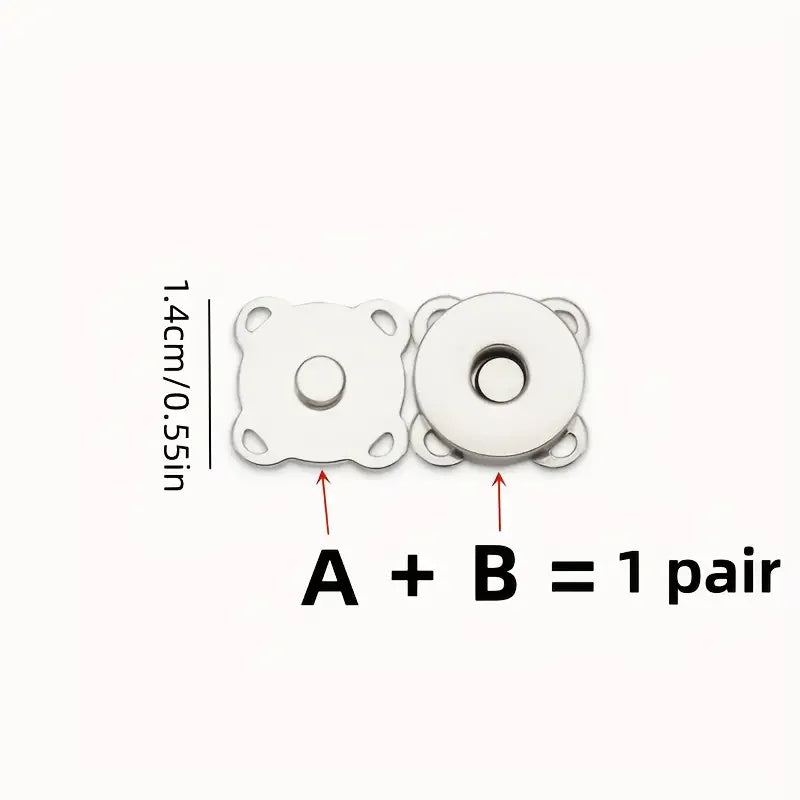 5/8sets Square Magnetic Snap Fasteners Clasps Button Handbag Purse