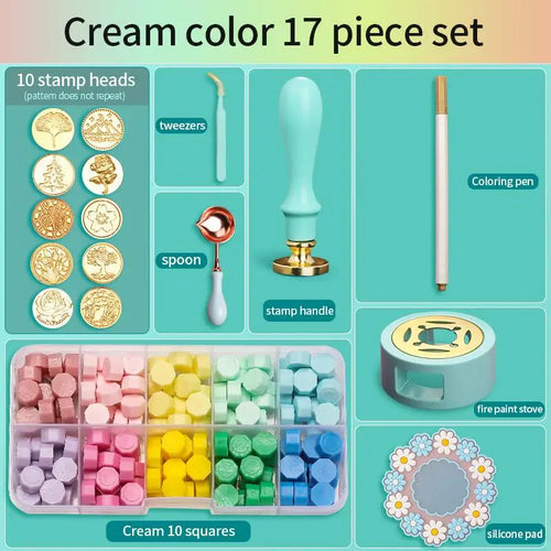 Wax Seal Stamp Set Lacquered Stamp Sealing Wax Kit DIY Craft Supplies