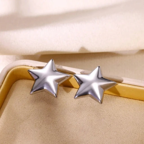 Stainless Steel Star Hoop Earings For Women 2024 Trend New In Luxury