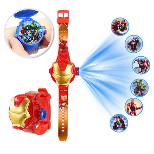 2025 New 3D Projection Spiderman Children Watches for Kids Frozen Elsa