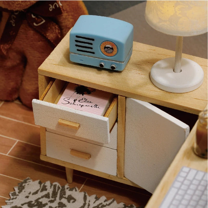 Wooden Miniature Doll House DIY Small House Kit Making Room Toys 3D