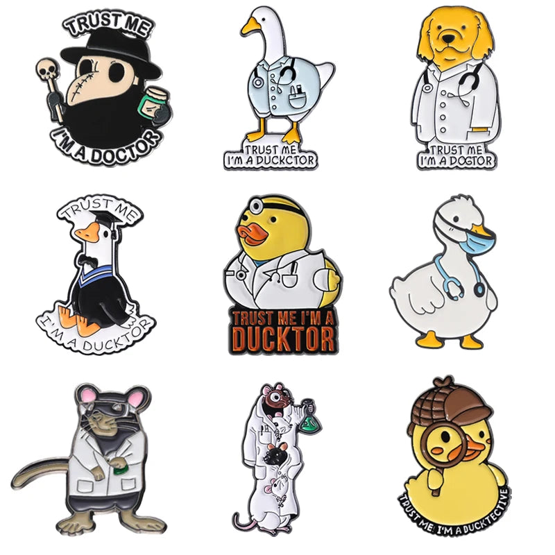 Trust Me I'm a Doctor Enamel Pin Animal Veterinarian Plague Doctor