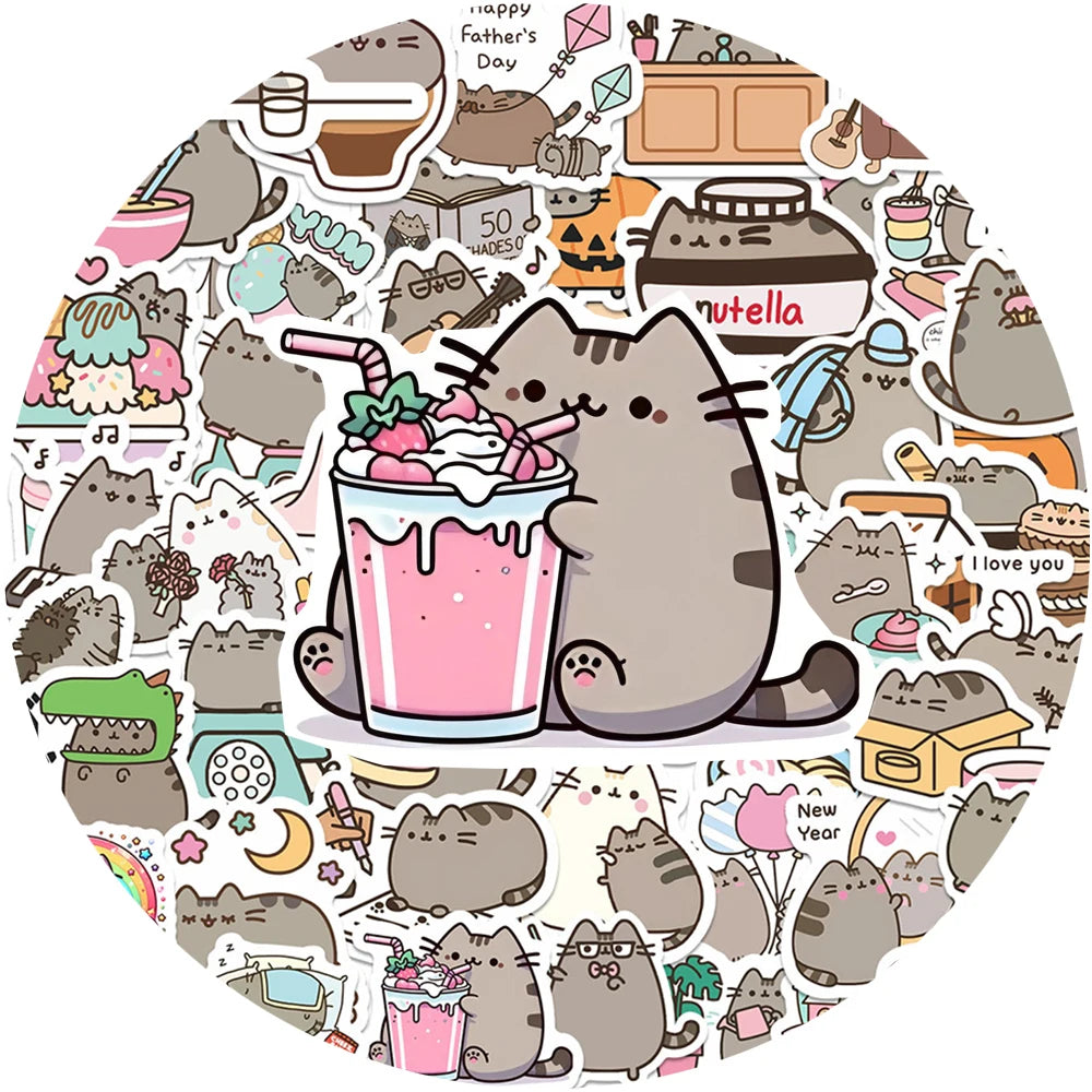 10/30/60pcs Cute Chunky Cat Animal Stickers for Kids Graffiti