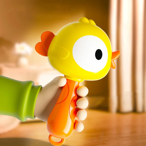 Cartoon Rattle, Newborn Sensory Grasp Toy, Chew-Safe Early Ed Handbell