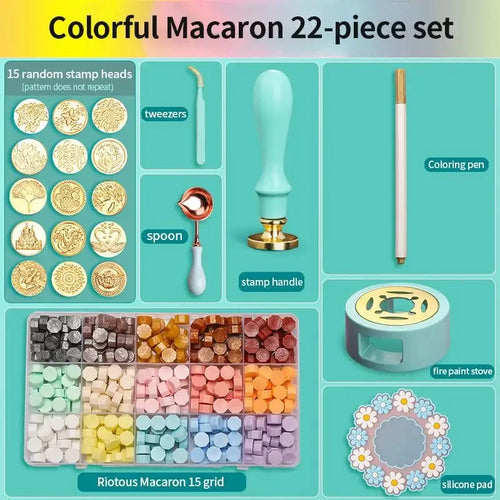 Wax Seal Stamp Set Lacquered Stamp Sealing Wax Kit DIY Craft Supplies