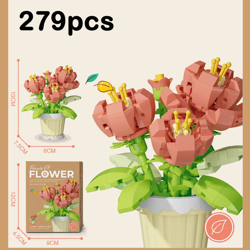 Mini Flowers Building Blocks Simulation Succulent Puzzle for Kid