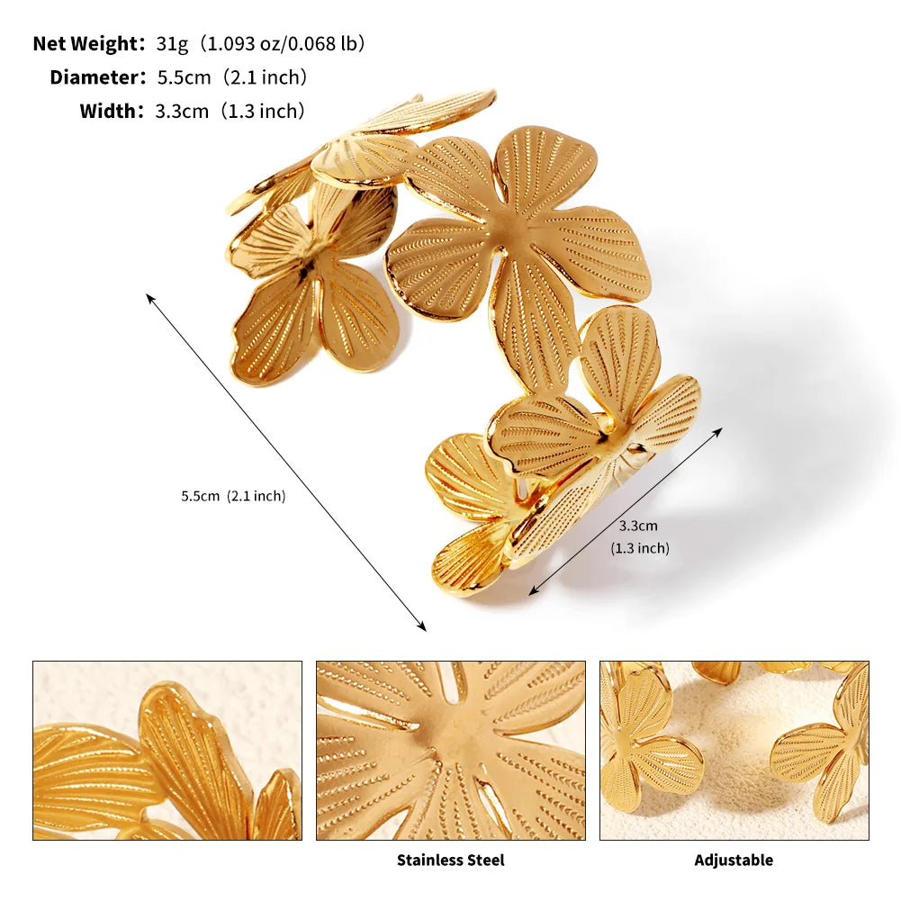 Fashion Gold Titanium Open Bangle 18K Stainless Steel Party Wedding