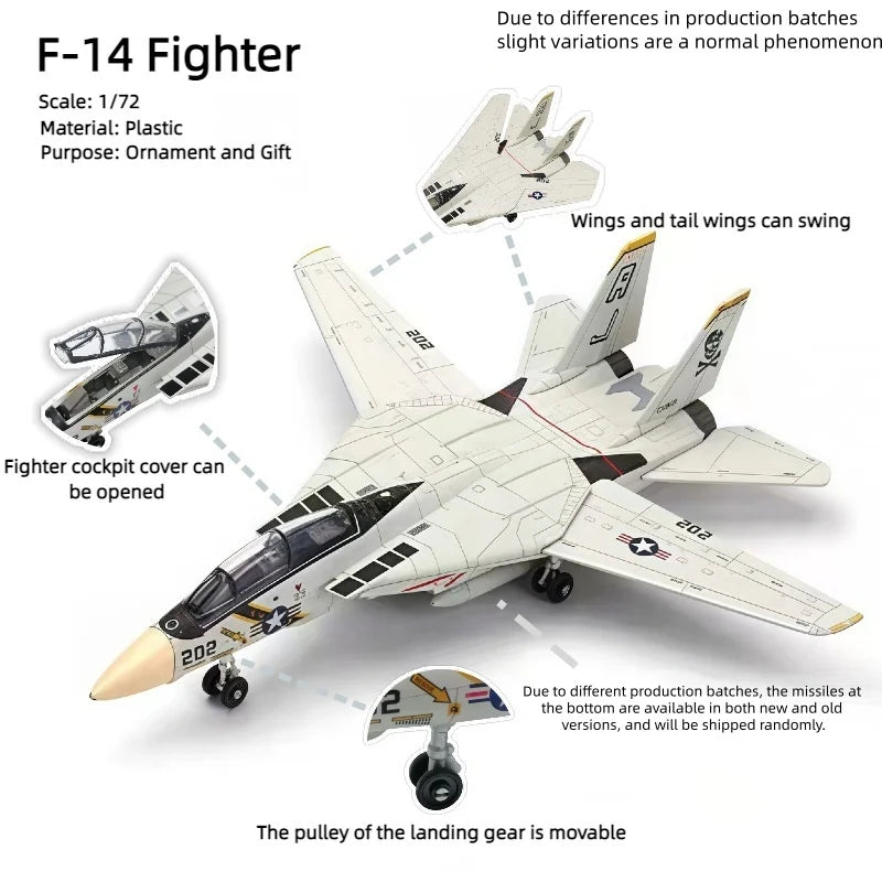 F-14 Fighter，1:72, assembled plastic airplane model (including display
