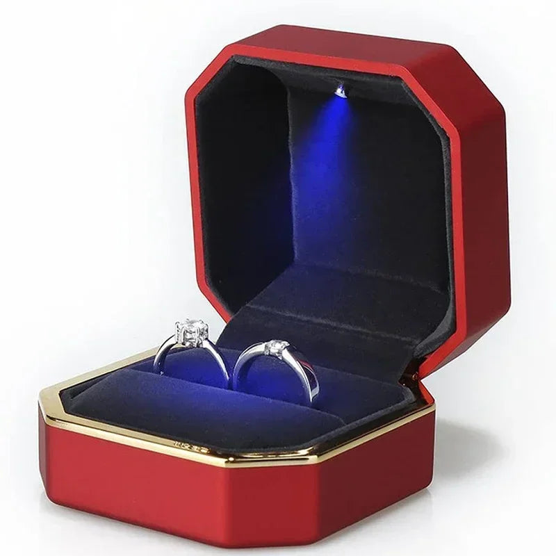 New 1PCS Luxury Ring Box Square Velvet Wedding Ring Case Jewelry Gift