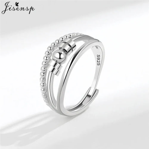 Simple Metal Beads Fidget Rotating Rings for Women Men Rotate Freely