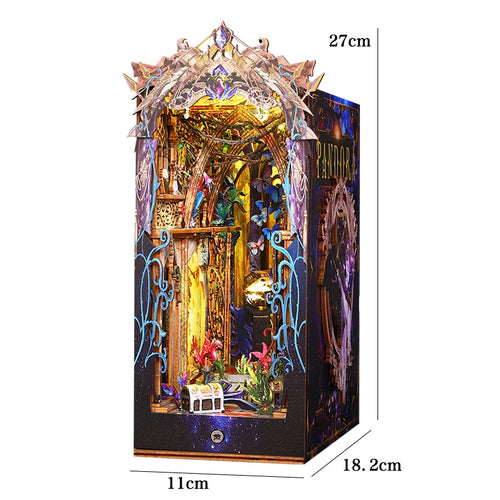 DIY Book Nook Shelf Insert Kit 3D Wooden Puzzle Doll House Assembly
