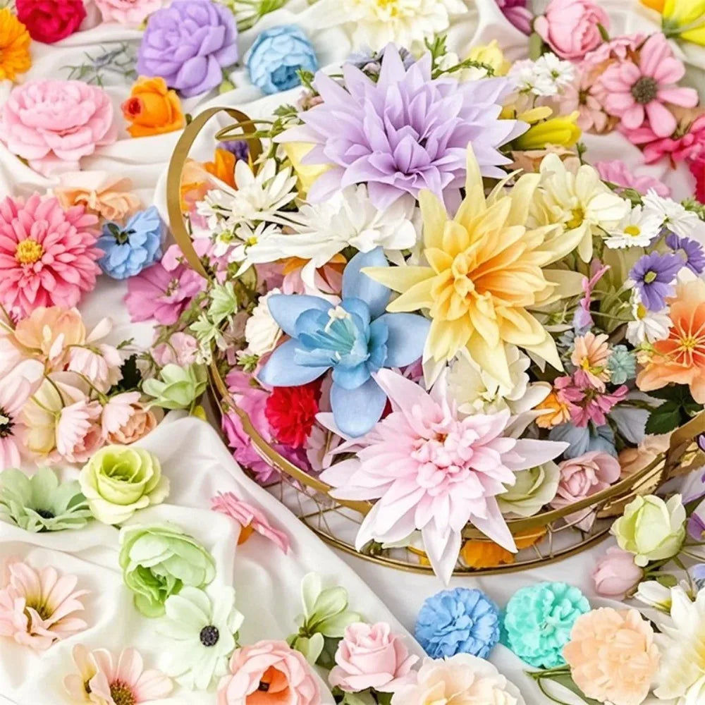 20/52Pcs Random Mix Artificial Flowers Silk Fake Flowers for Home Room