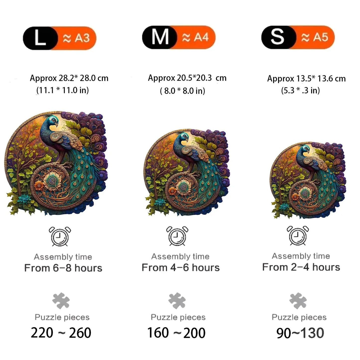 Round Peacock Wooden Jigsaw Puzzle Irregular Animal Shaped Wooden