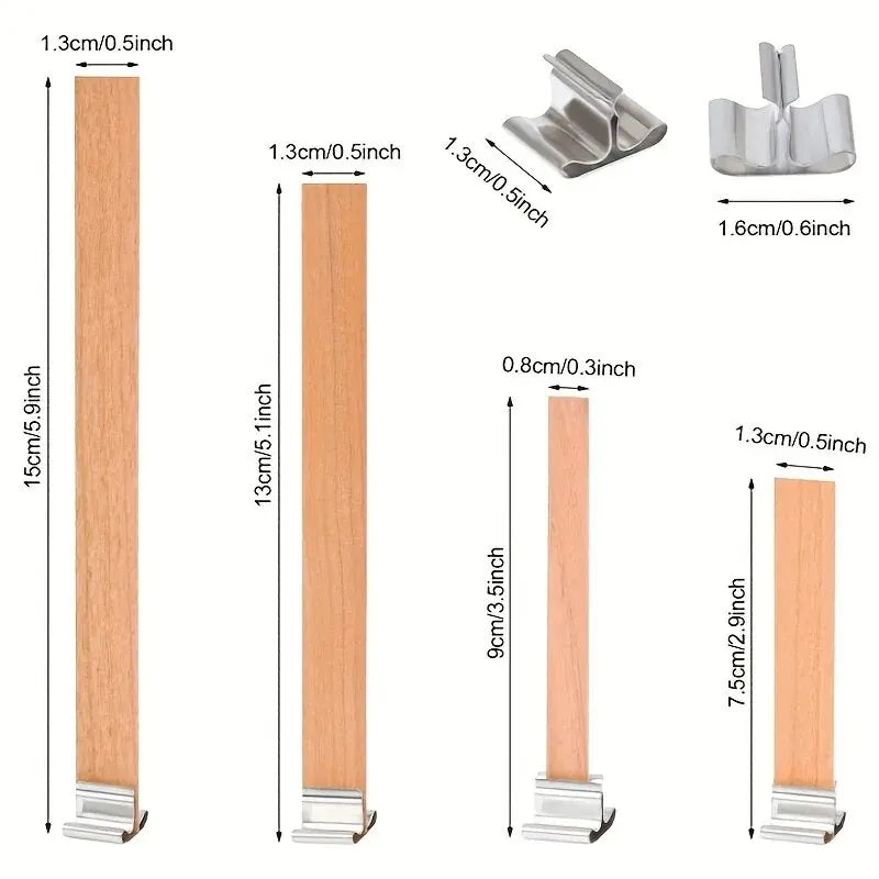 30pcs High Quality Wooden Candle Wick With Clip Base Craft Wicker