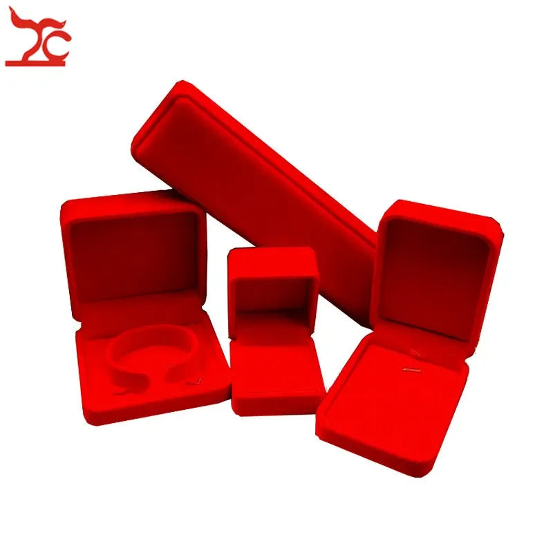 Quality Wedding Jewelry Storage Case Amazing Red Velvet Ring Earrings