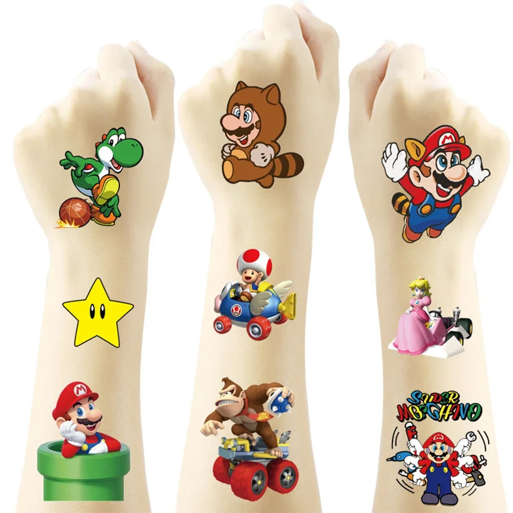 20Pcs/set Super Mario Bros Temporary Tattoo Stickers Kawaii Luigi