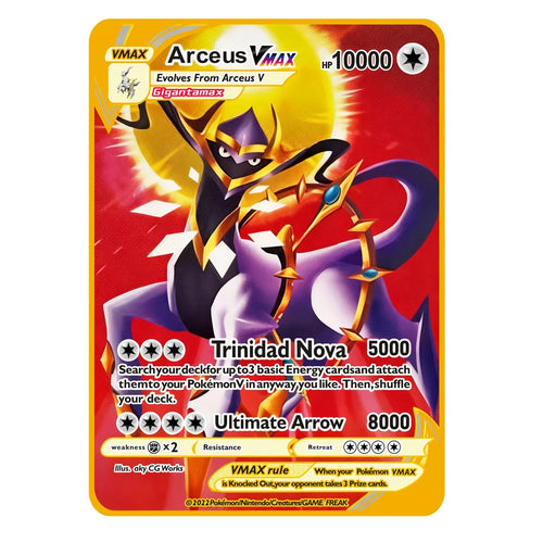 Pokemon Metal Card 10000 Points Arceus Charizard Super Card Golden