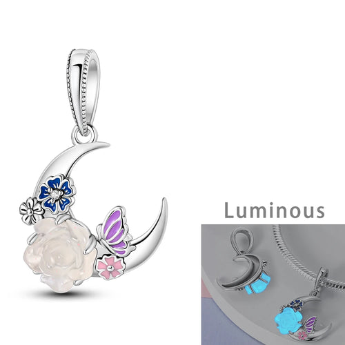 Silver Plated Mystery Star and Moon Charms Beads Fit Original Bangle