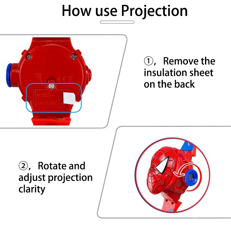 2025 New 3D Projection Spiderman Children Watches for Kids Frozen Elsa