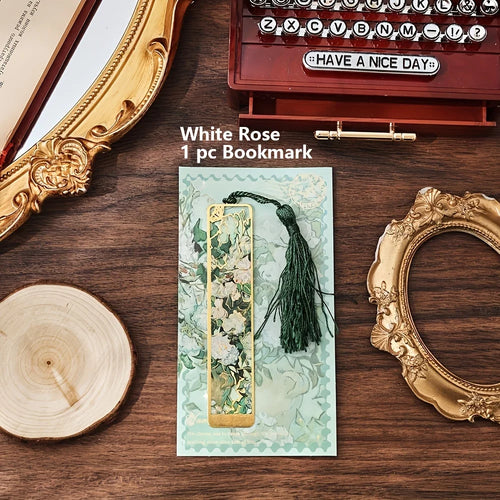 Vintage Oil Painting Metal Bookmarks - Hollow Hot Stamping Long Tassel